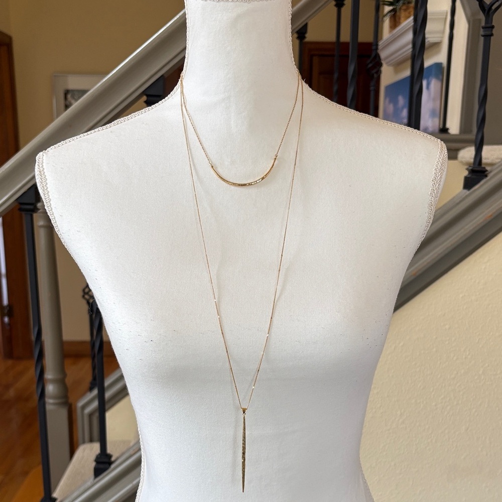NWOT Stella & Dot Kari Gold Toned Layered Necklace ~ Worn 3 Different Ways
